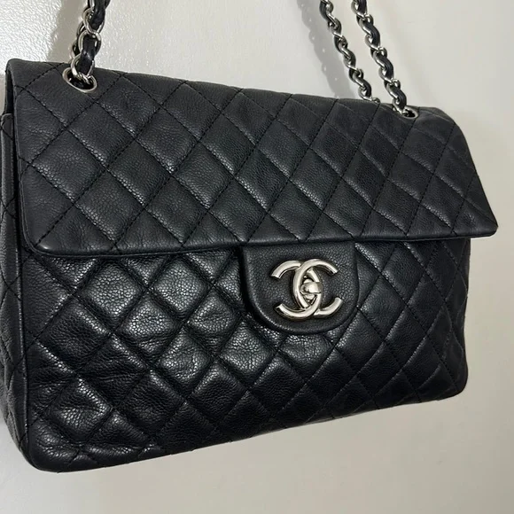 💎✨BEAUTIFUL✨💎 Chanel Quilted CC Caviar Leather Black Chain Shoulder … - Picture 10 of 17